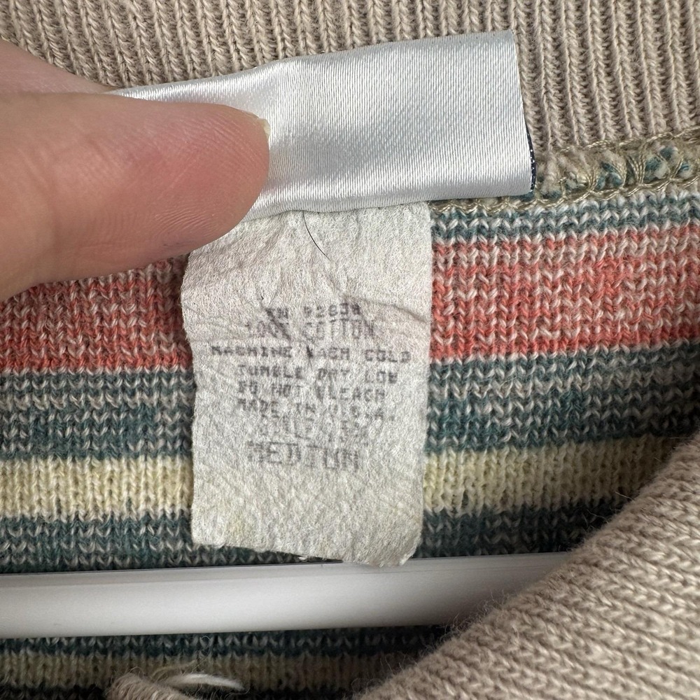 Vtg 90s Weathervane knit‎ polo sweater M beige Fair Isle grandpacore retro - Picture 6 of 12